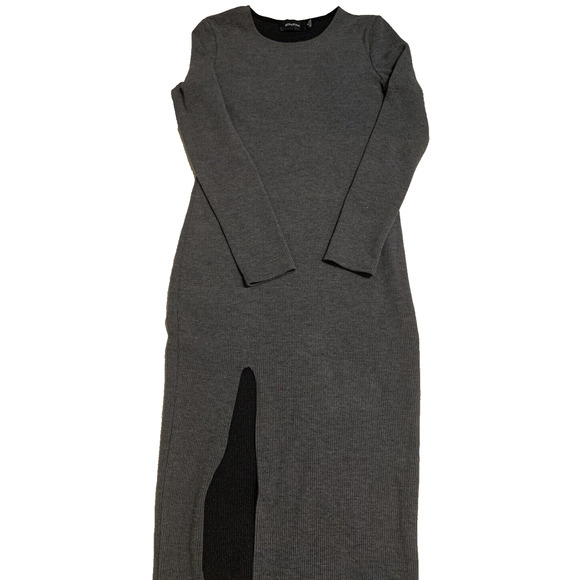 MINKPINK Dress Womens M Medium Grey Side Slit Cocktail Party Knit Maxi Dress - Picture 6 of 13